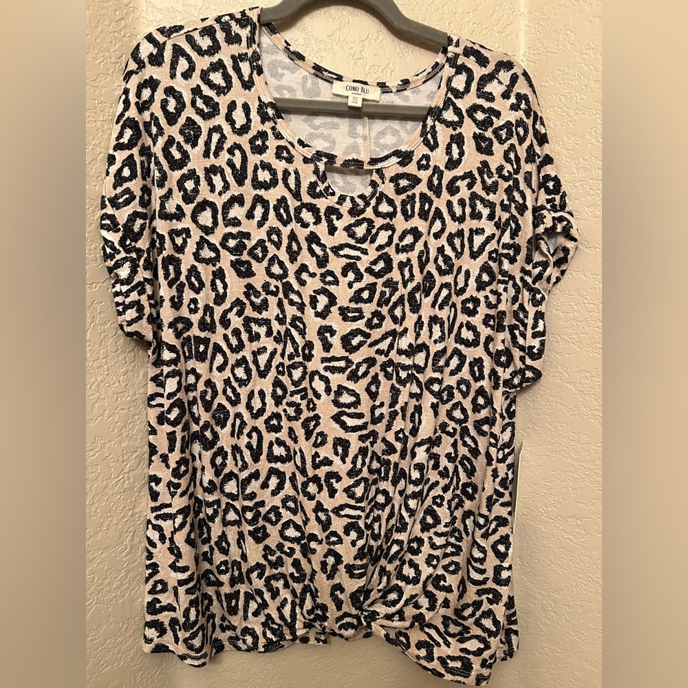 Como Blu NWT Cheetah Print Short Sleeve Top, Size 0X